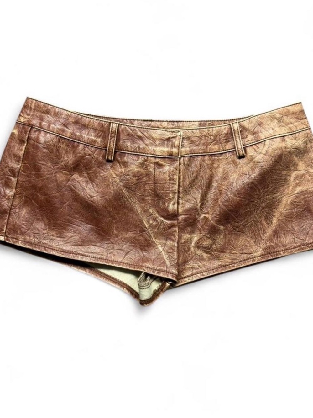 Faux Leather Brown Women's Short Shorts